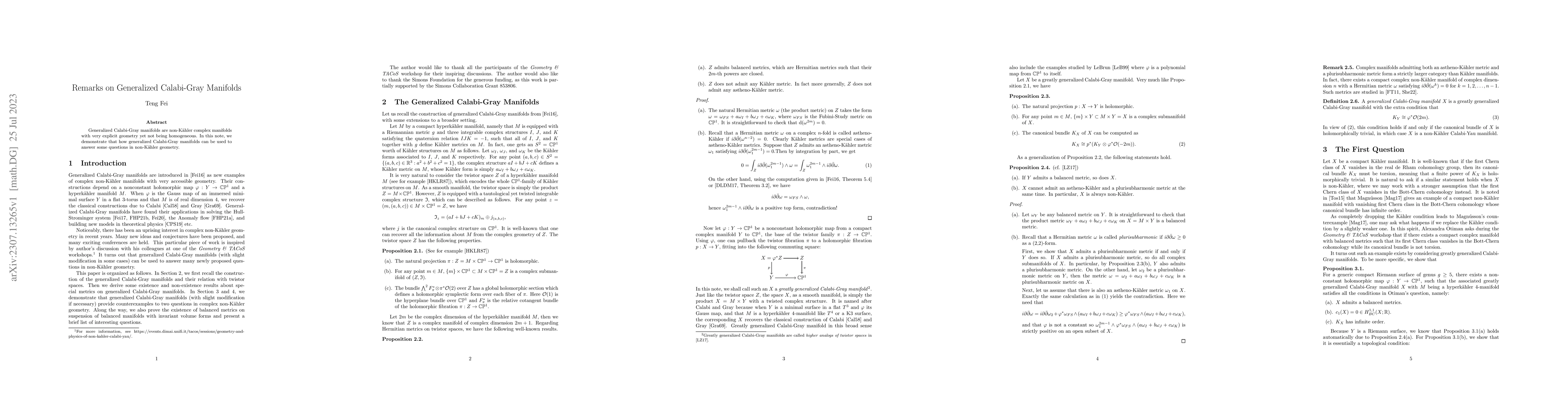 Thumbnail for Remarks on Generalized Calabi-Gray Manifolds