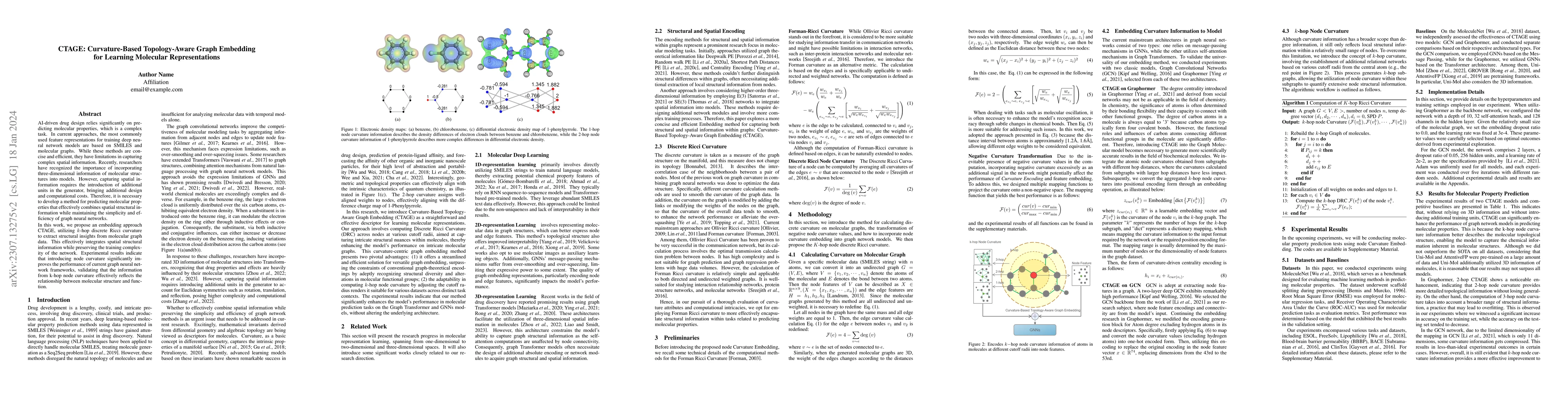 Thumbnail for CTAGE: Curvature-Based Topology-Aware Graph Embedding for Learning
  Molecular Representations