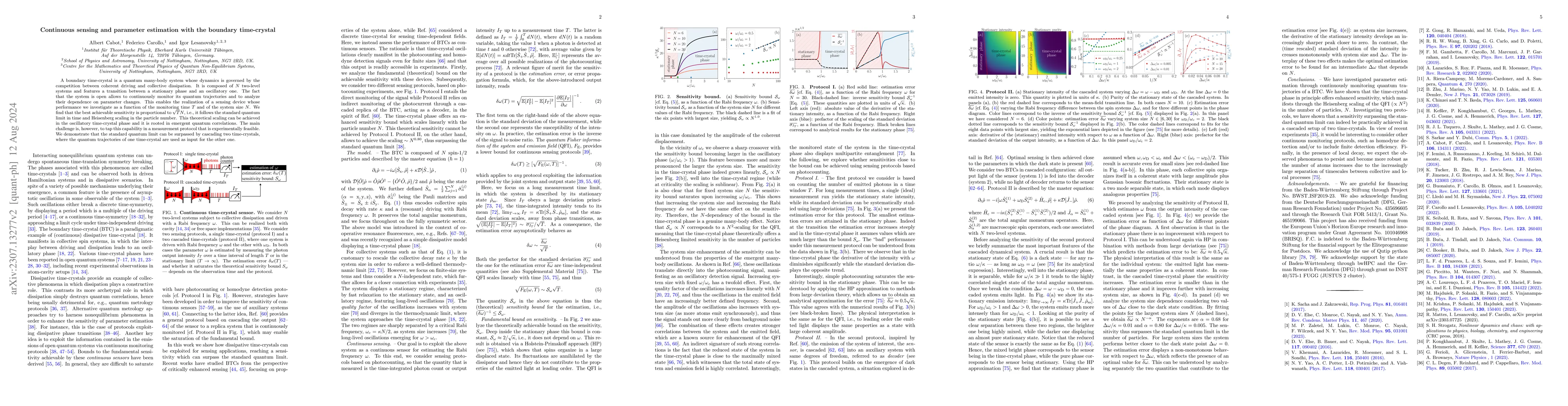 Thumbnail for Continuous sensing and parameter estimation with the boundary
  time-crystal