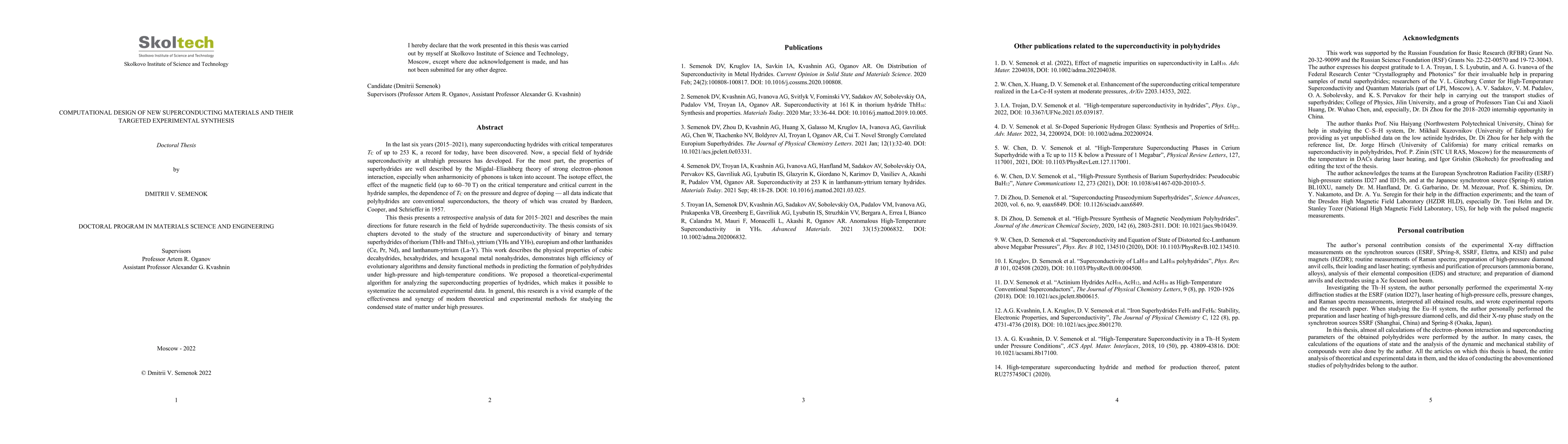 Thumbnail for Computational design of new superconducting materials and their targeted
  experimental synthesis