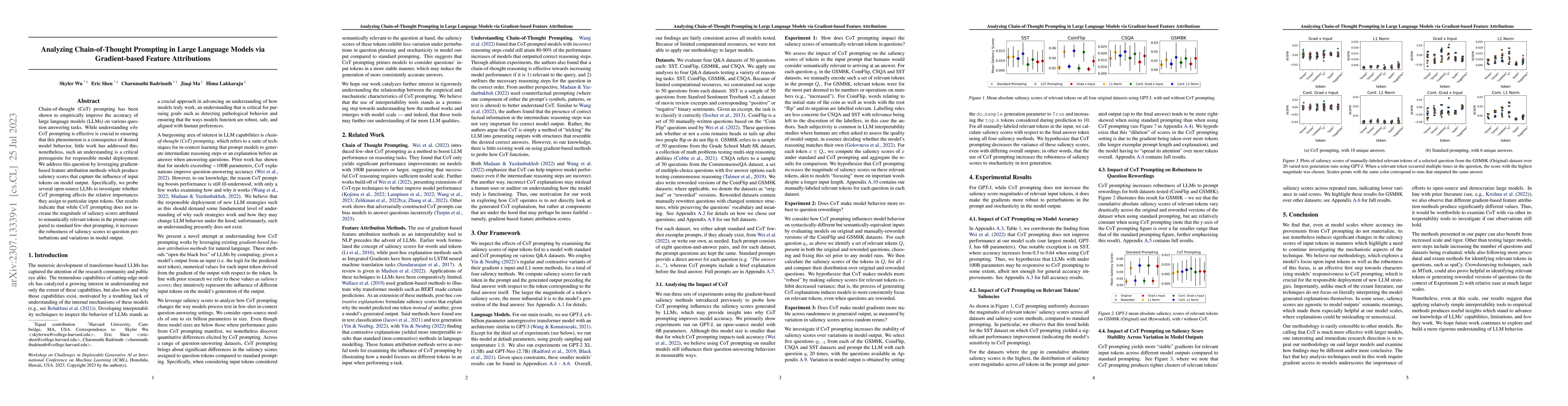Thumbnail for Analyzing Chain-of-Thought Prompting in Large Language Models via
  Gradient-based Feature Attributions