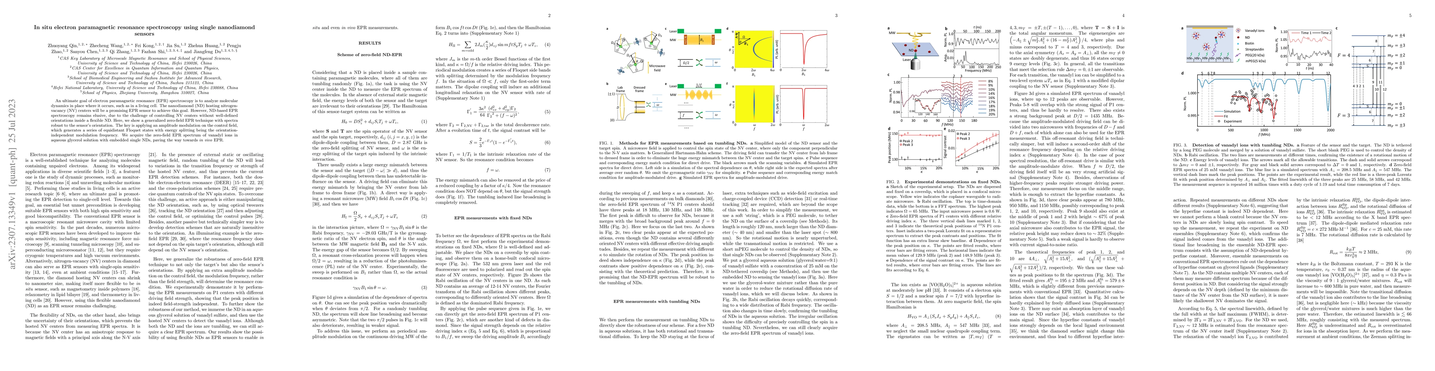 Thumbnail for In situ electron paramagnetic resonance spectroscopy using single
  nanodiamond sensors