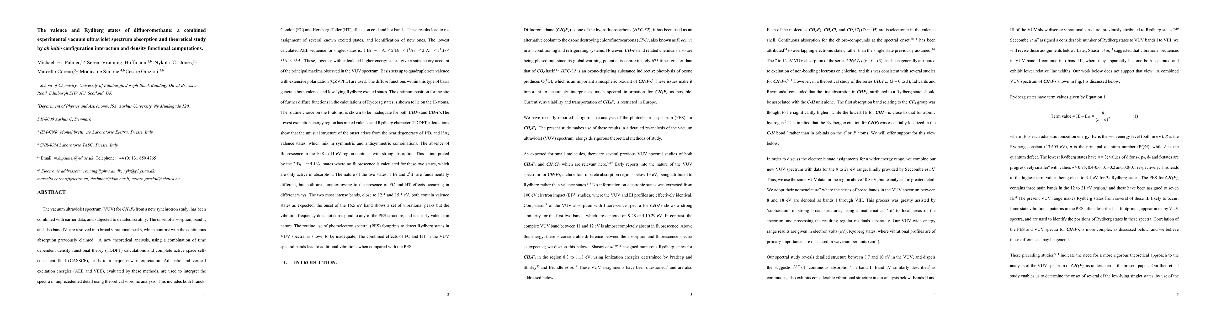 Thumbnail for The valence and Rydberg states of difluoromethane: A combined
  experimental vacuum ultraviolet spectrum absorption and theoretical study by
  ab initio configuration interaction and density functional computations