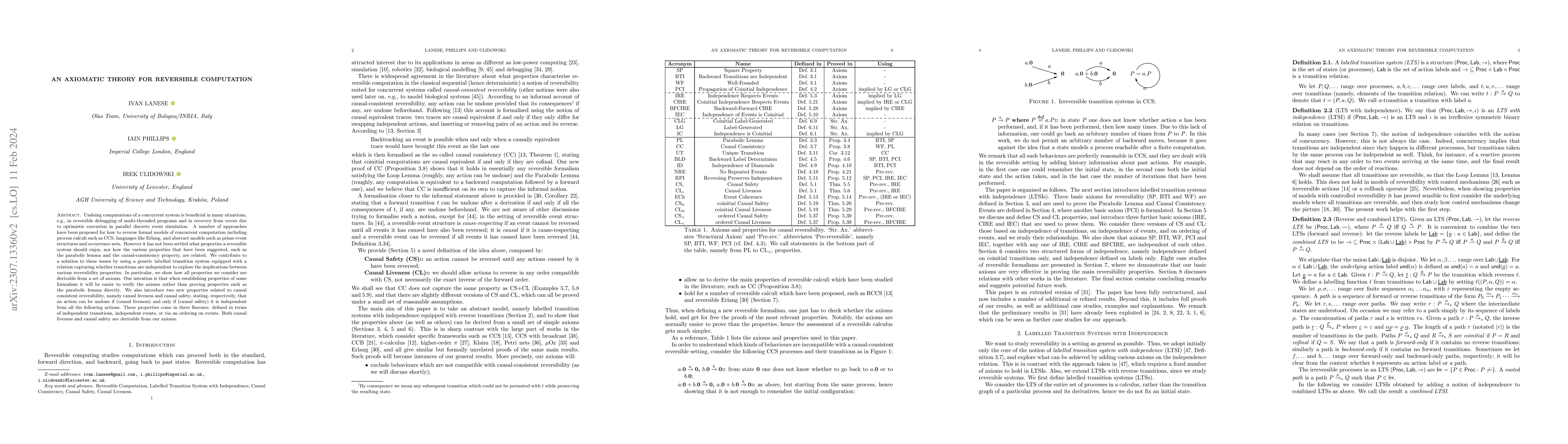 Thumbnail for An Axiomatic Theory for Reversible Computation