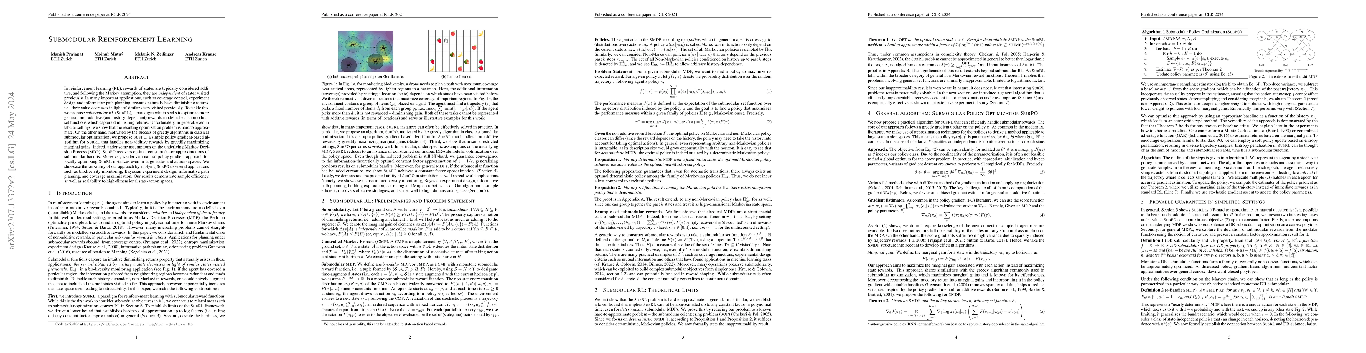 Thumbnail for Submodular Reinforcement Learning