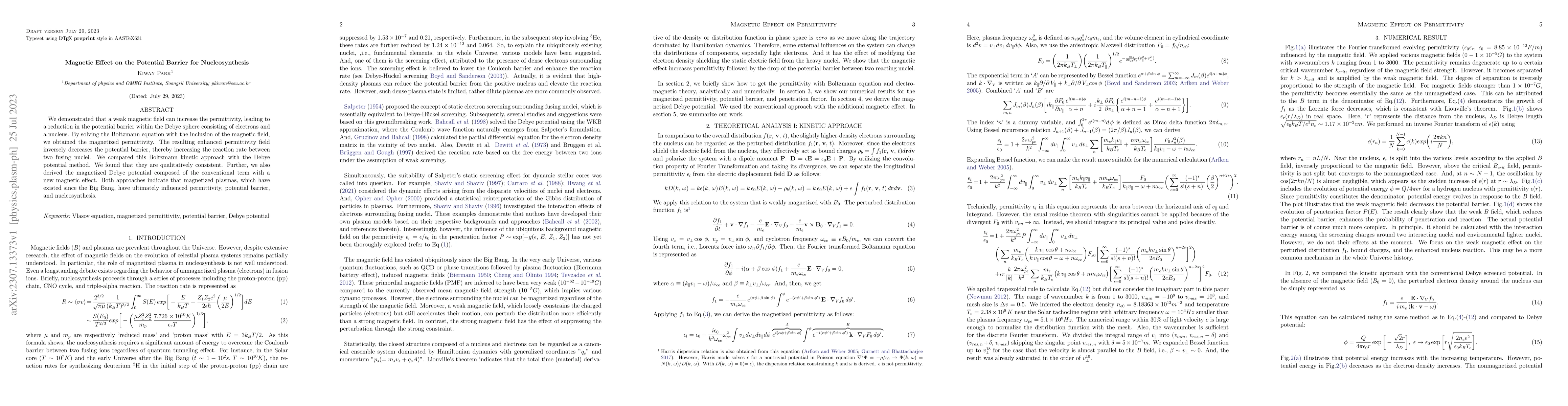 Thumbnail for Magnetic Effect on the Potential Barrier for Nucleosynthesis