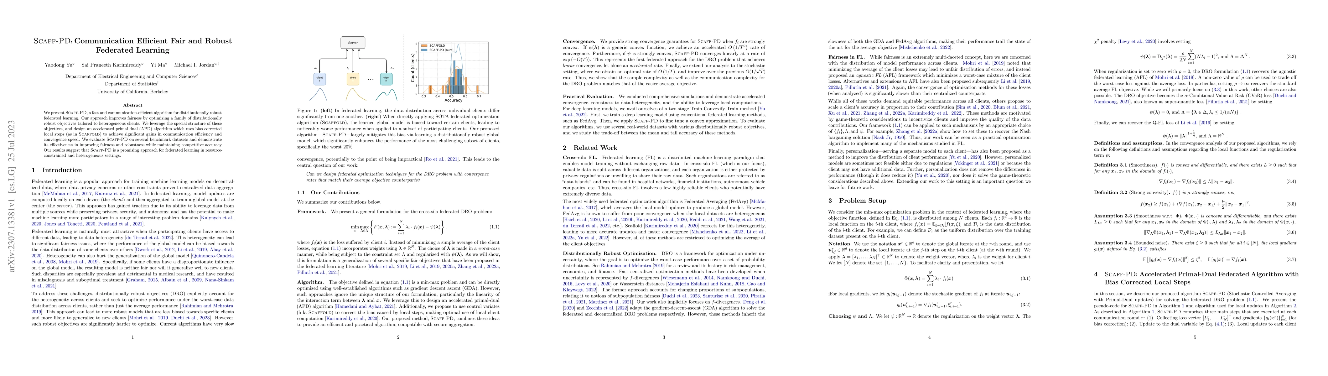 Thumbnail for Scaff-PD: Communication Efficient Fair and Robust Federated Learning