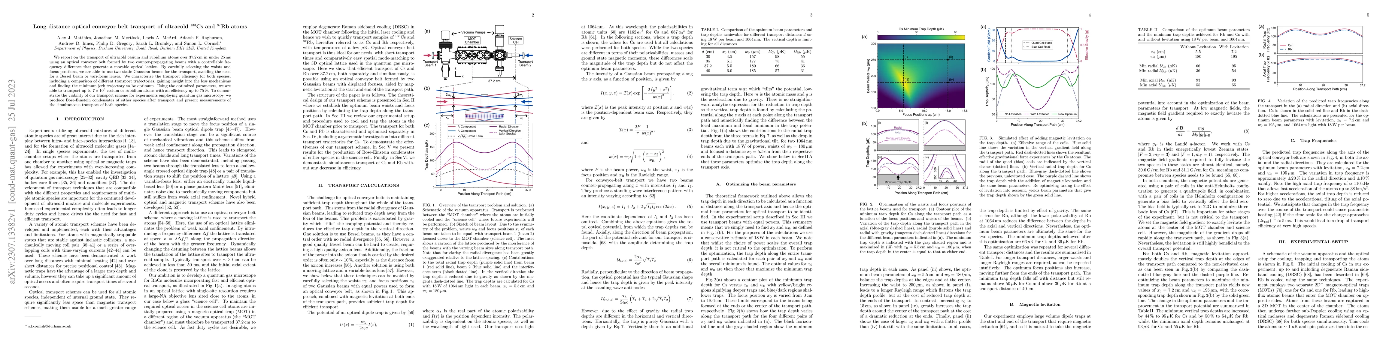 Thumbnail for Long distance optical conveyor-belt transport of ultracold $^{133}$Cs
  and $^{87}$Rb atoms