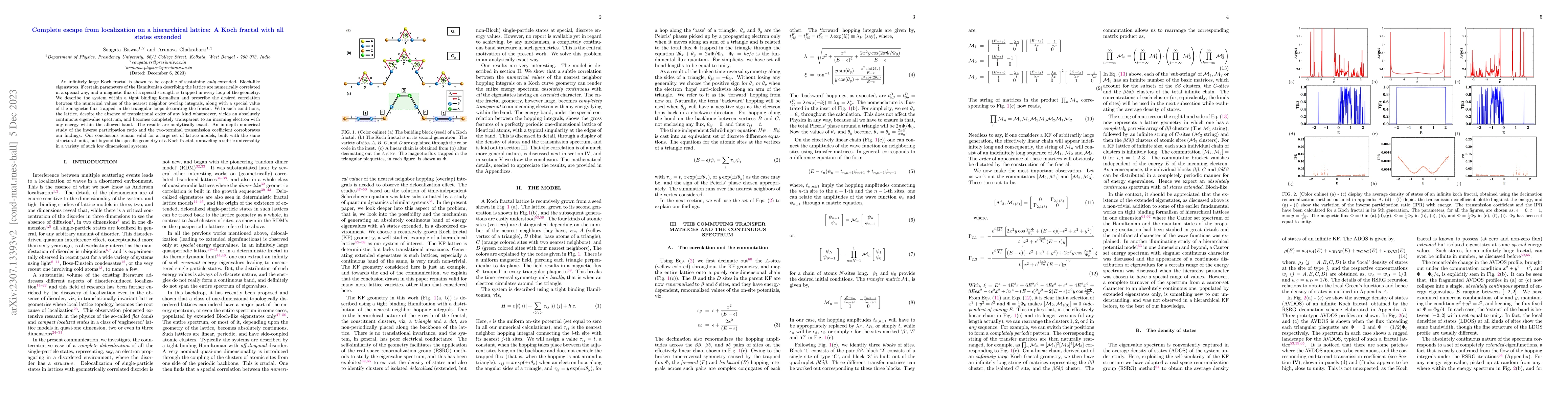Thumbnail for Complete escape from localization on a hierarchical lattice: A Koch
  fractal with all states extended