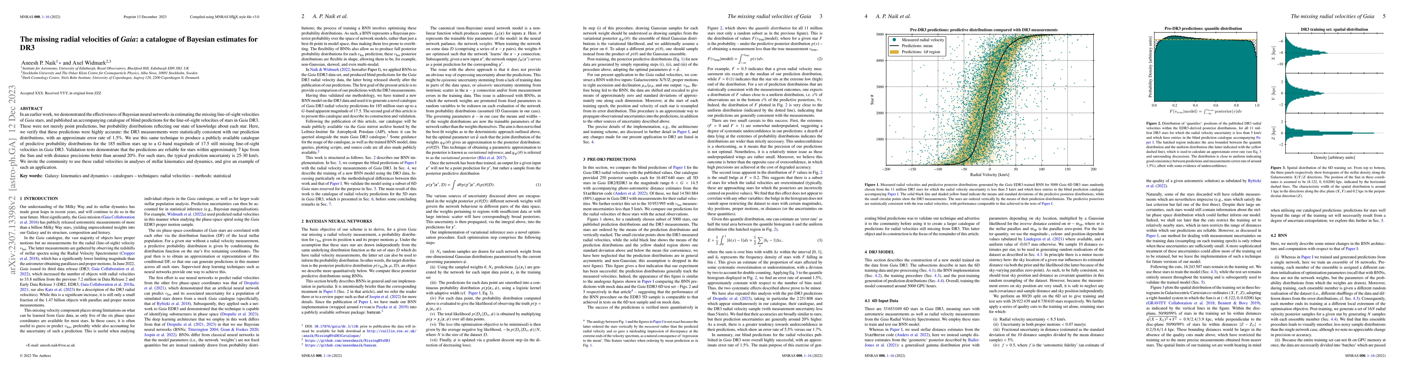 Thumbnail for The missing radial velocities of Gaia: a catalogue of Bayesian estimates
  for DR3