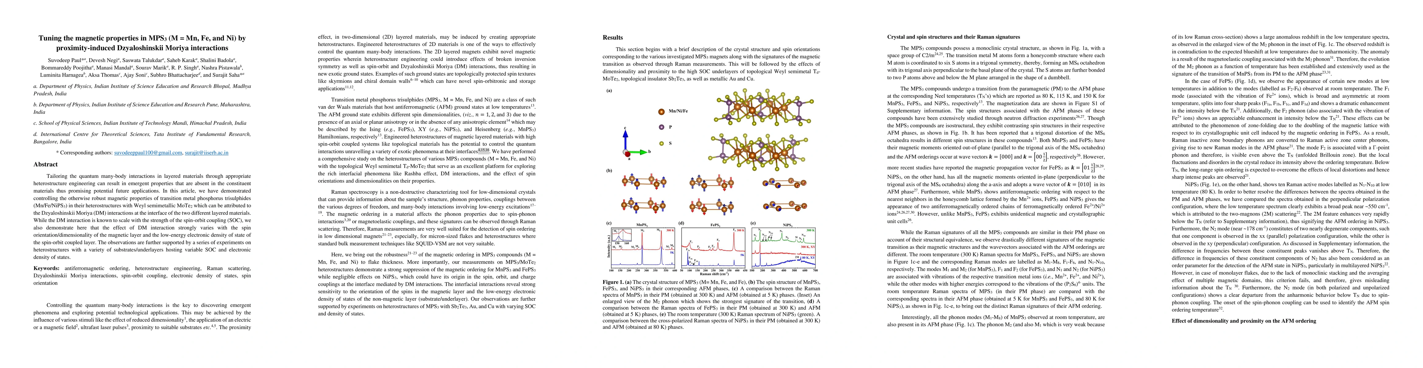 Thumbnail for Tuning the magnetic properties in MPS3 (M = Mn, Fe, and Ni) by
  proximity-induced Dzyaloshinskii Moriya interactions