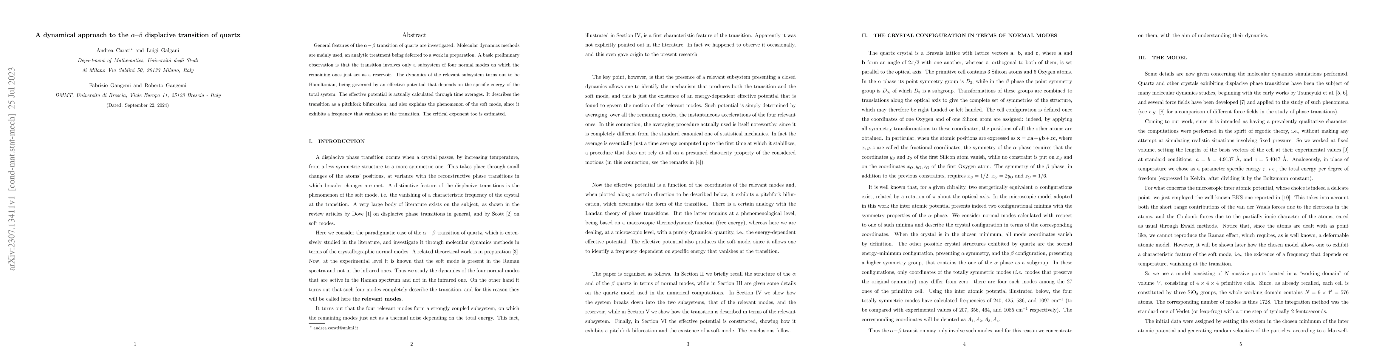 Thumbnail for A dynamical approach to the $\alpha$-$\beta$ displacive transition of
  quartz