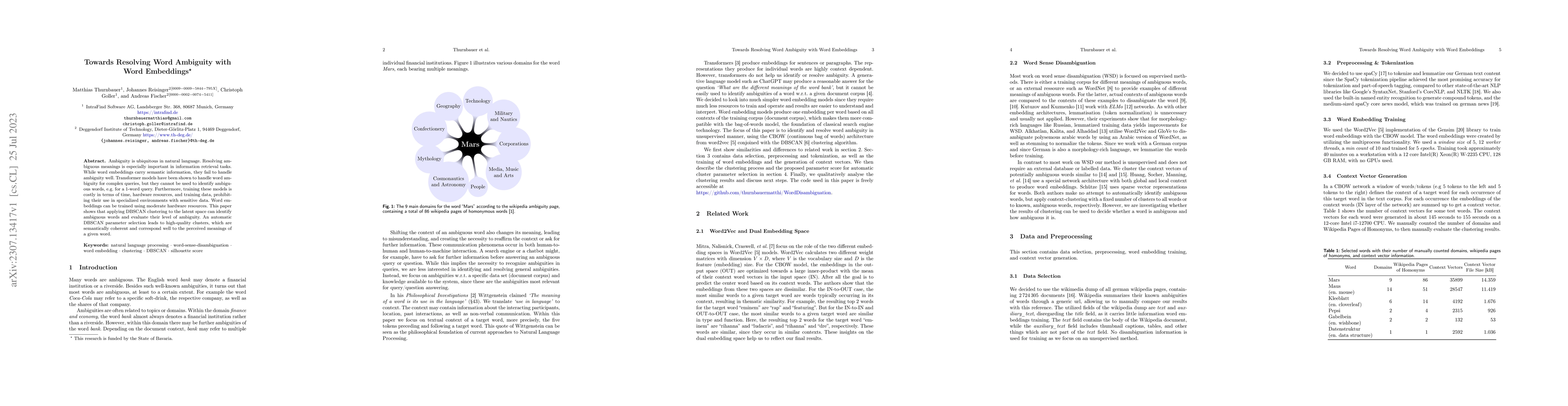 Thumbnail for Towards Resolving Word Ambiguity with Word Embeddings