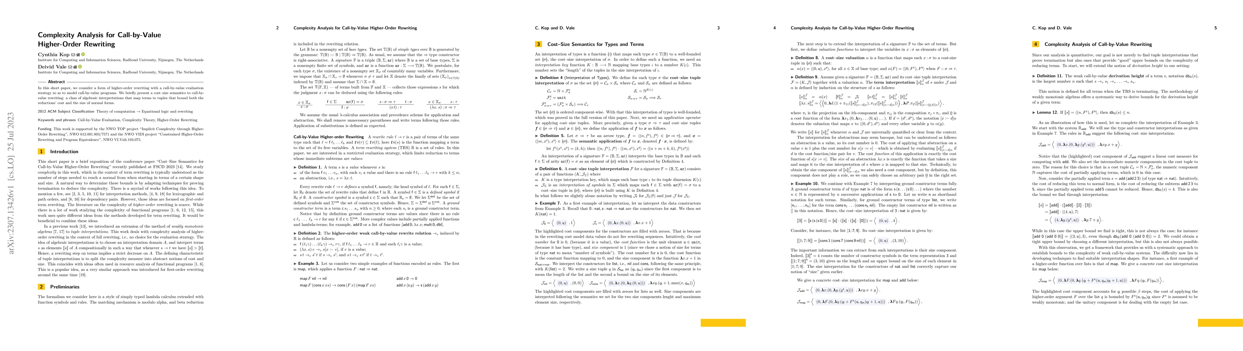 Thumbnail for Complexity Analysis for Call-by-Value Higher-Order Rewriting