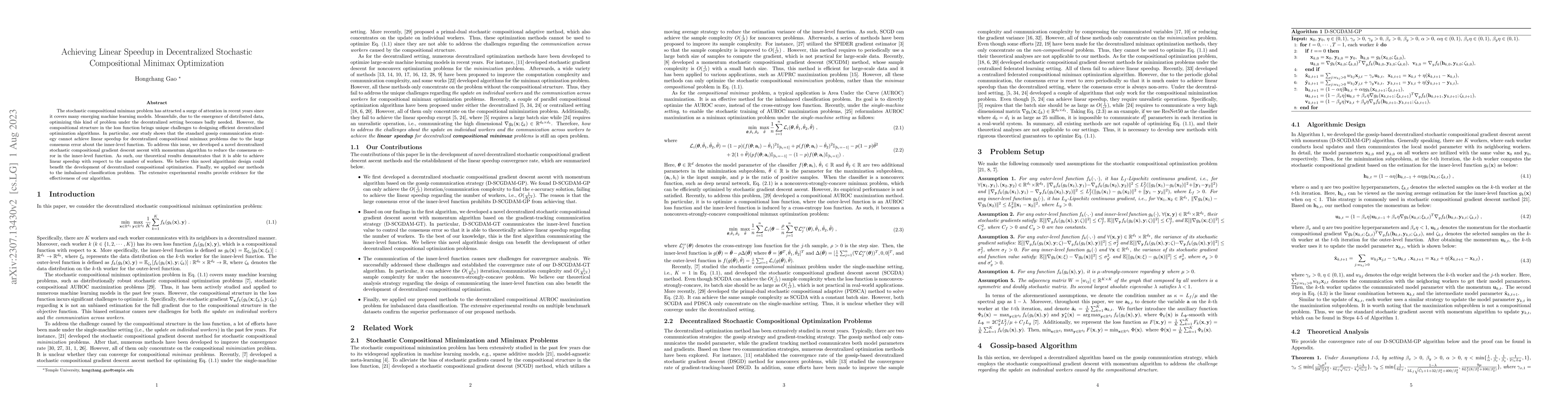 Thumbnail for Achieving Linear Speedup in Decentralized Stochastic Compositional
  Minimax Optimization