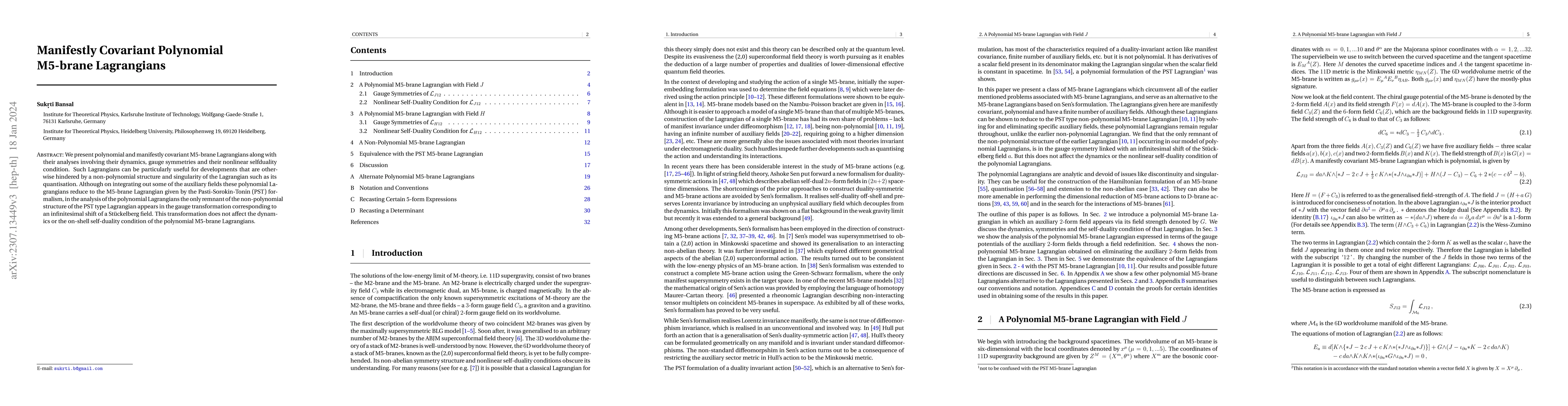 Thumbnail for Manifestly Covariant Polynomial M5-brane Lagrangians