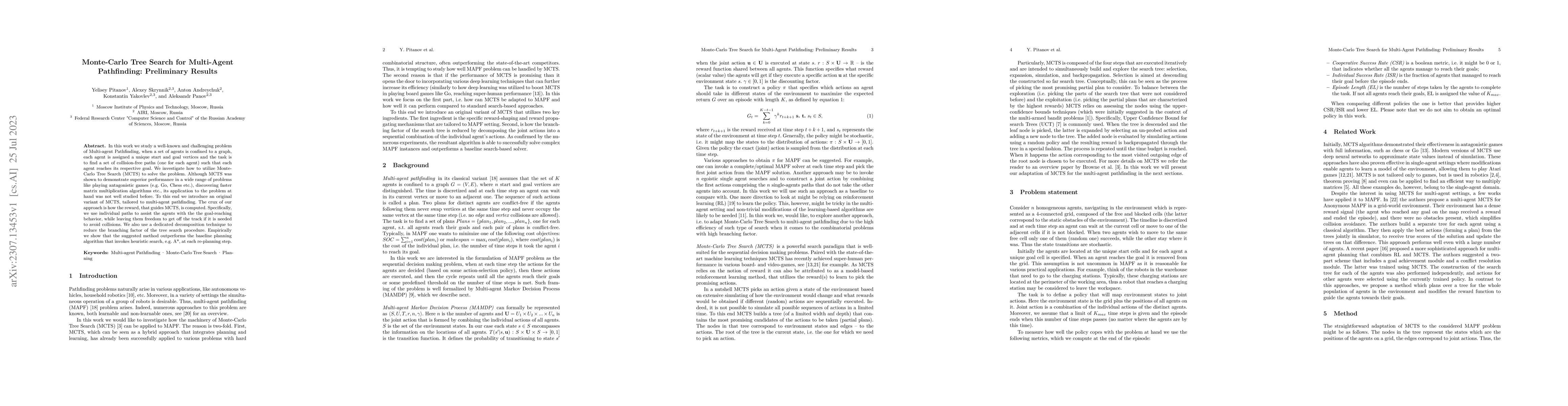 Thumbnail for Monte-Carlo Tree Search for Multi-Agent Pathfinding: Preliminary Results
