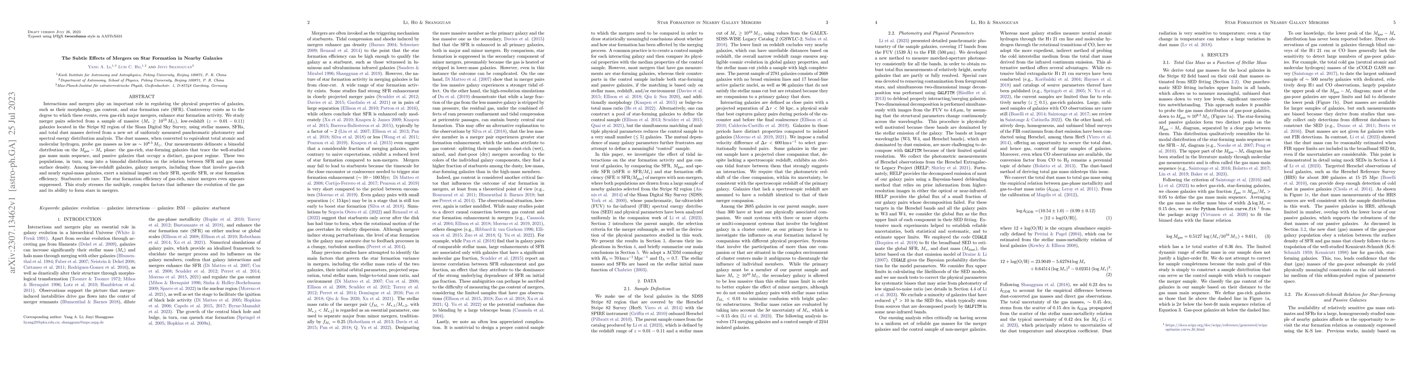 Thumbnail for The Subtle Effects of Mergers on Star Formation in Nearby Galaxies