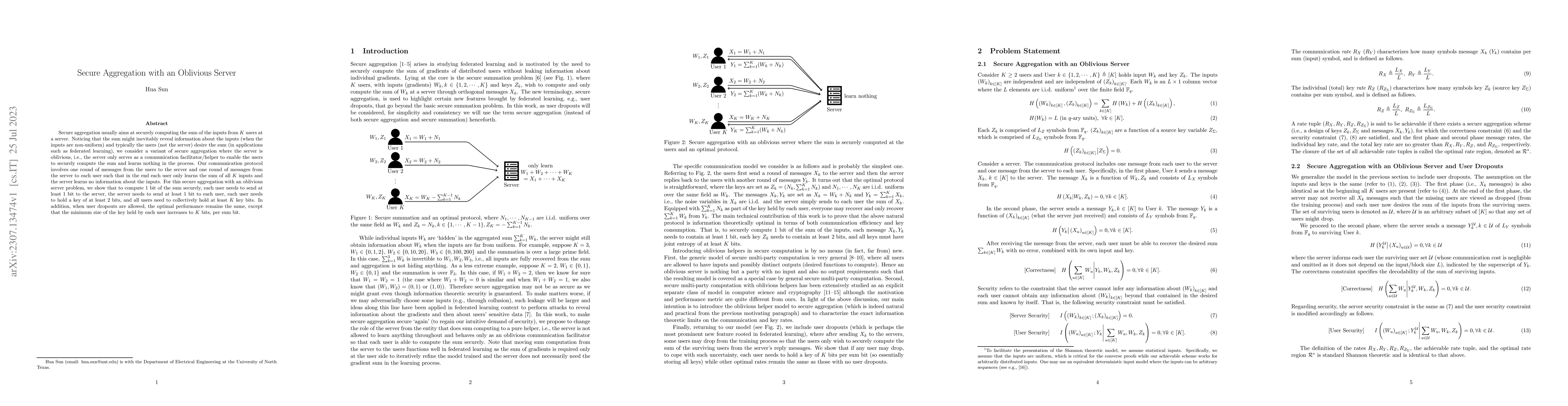 Thumbnail for Secure Aggregation with an Oblivious Server
