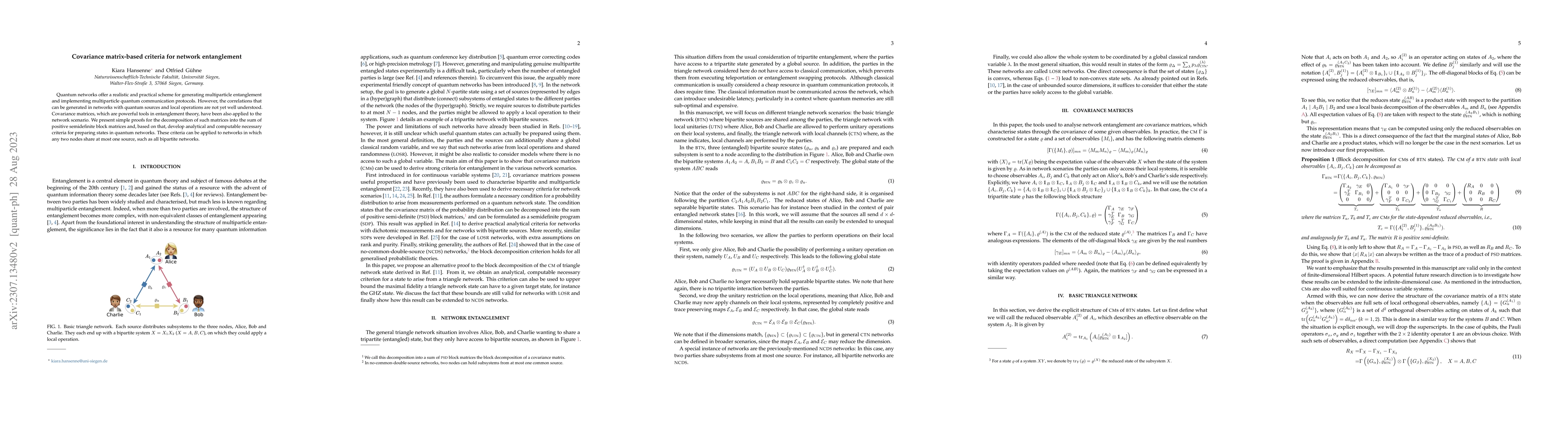 Thumbnail for Covariance matrix-based criteria for network entanglement