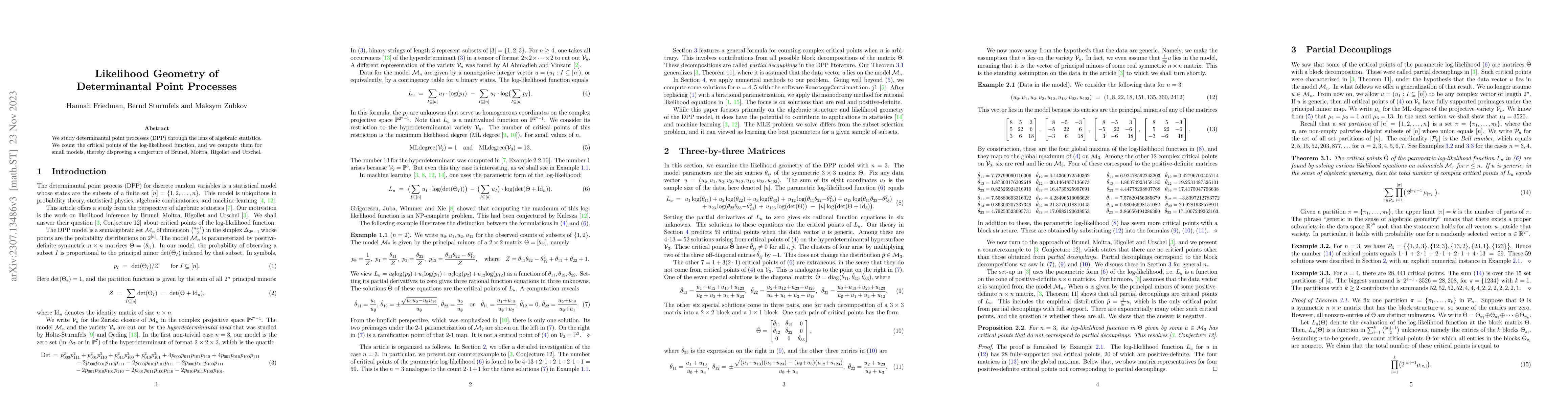 Thumbnail for Likelihood Geometry of Determinantal Point Processes