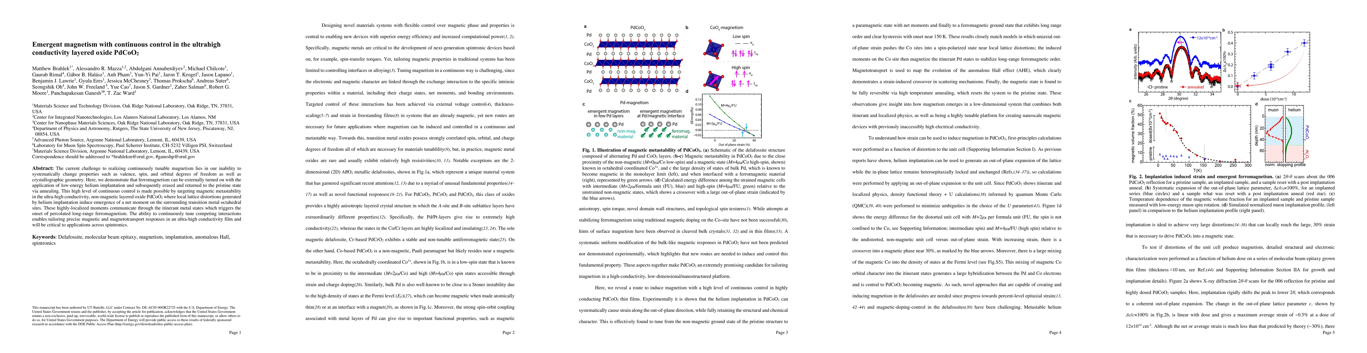 Thumbnail for Emergent magnetism with continuous control in the ultrahigh conductivity
  layered oxide PdCoO2