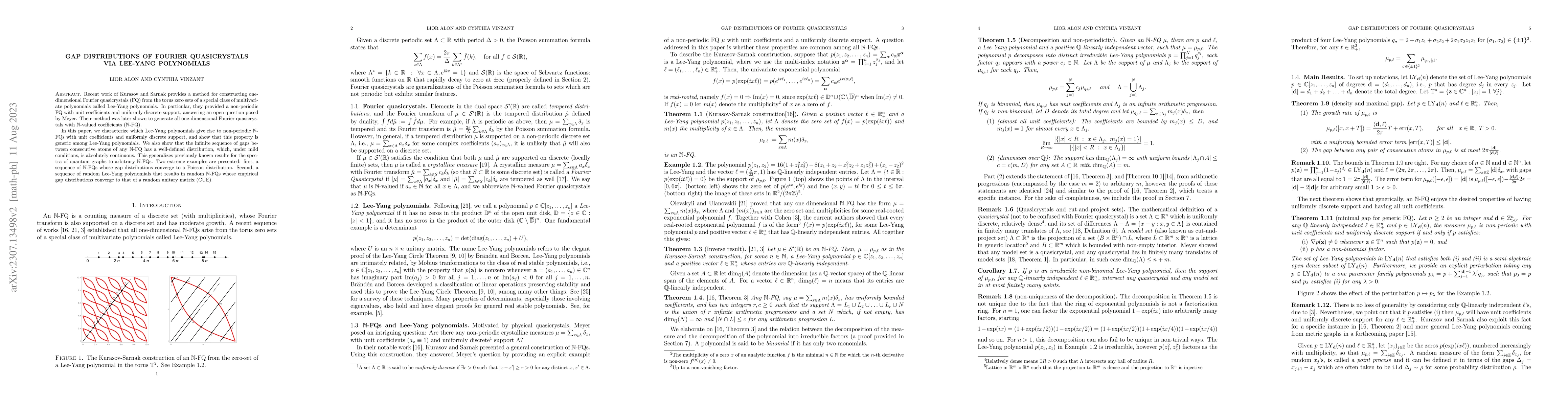 Thumbnail for Gap distributions of Fourier quasicrystals via Lee-Yang polynomials