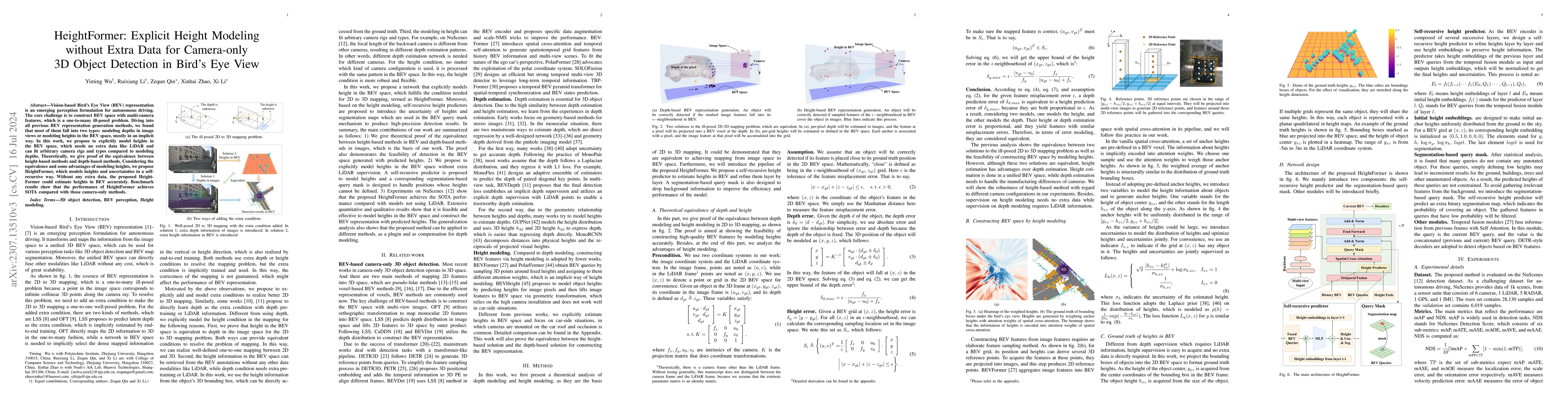 Thumbnail for HeightFormer: Explicit Height Modeling without Extra Data for
  Camera-only 3D Object Detection in Bird's Eye View
