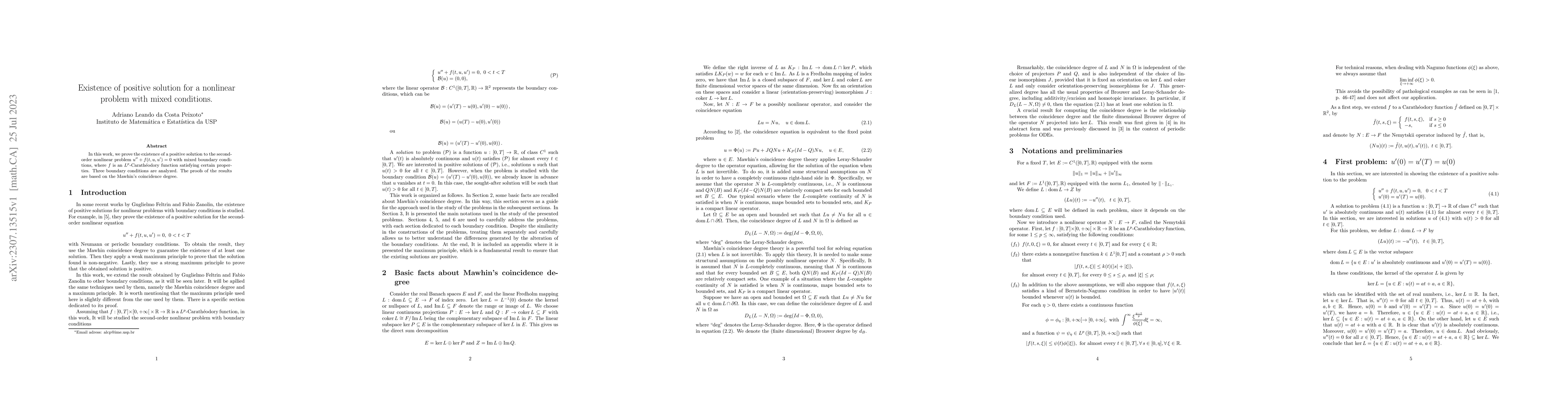Thumbnail for Existence of positive solution for a nonlinear problem with mixed
  conditions