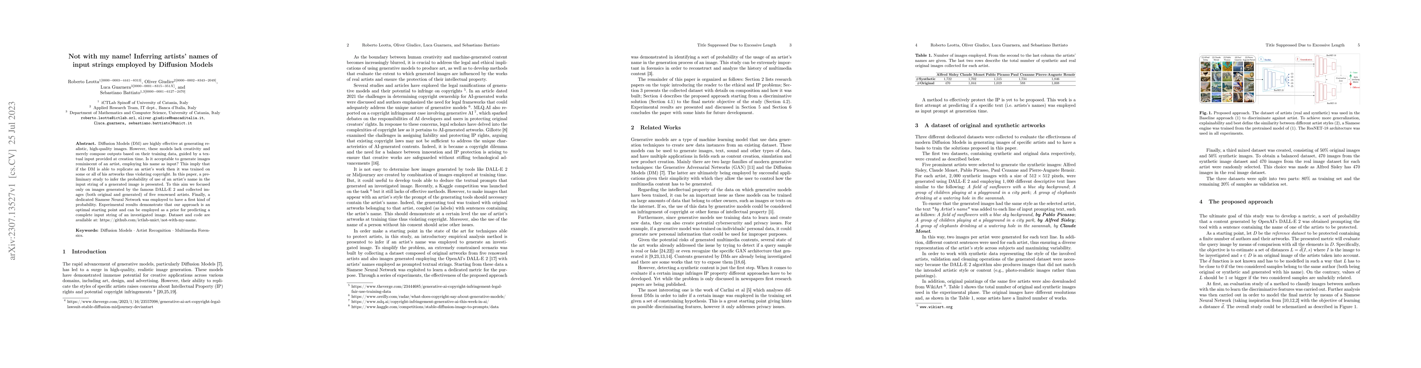 Thumbnail for Not with my name! Inferring artists' names of input strings employed by
  Diffusion Models
