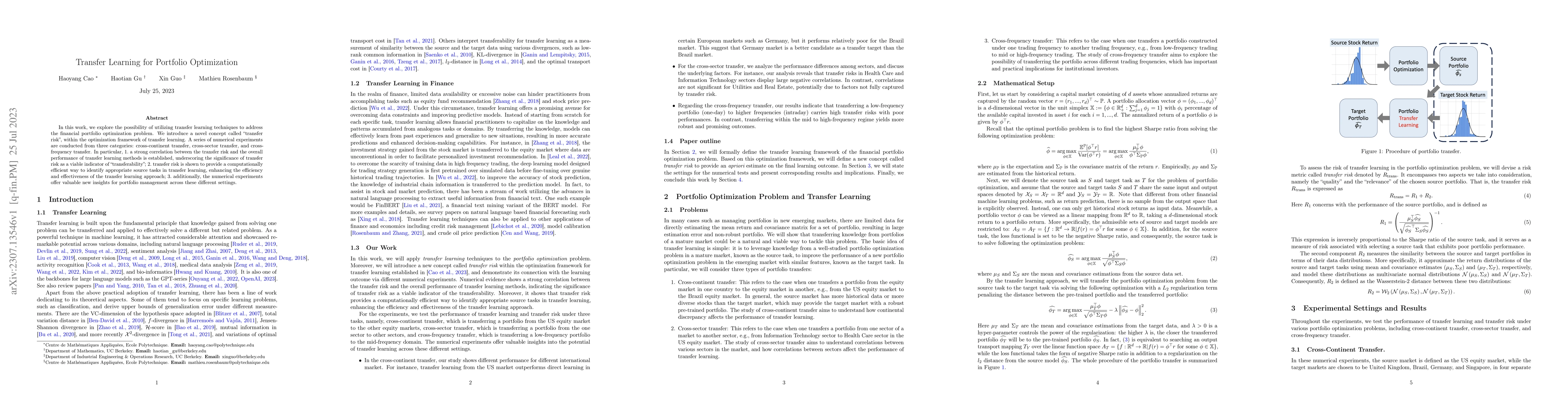 Thumbnail for Transfer Learning for Portfolio Optimization