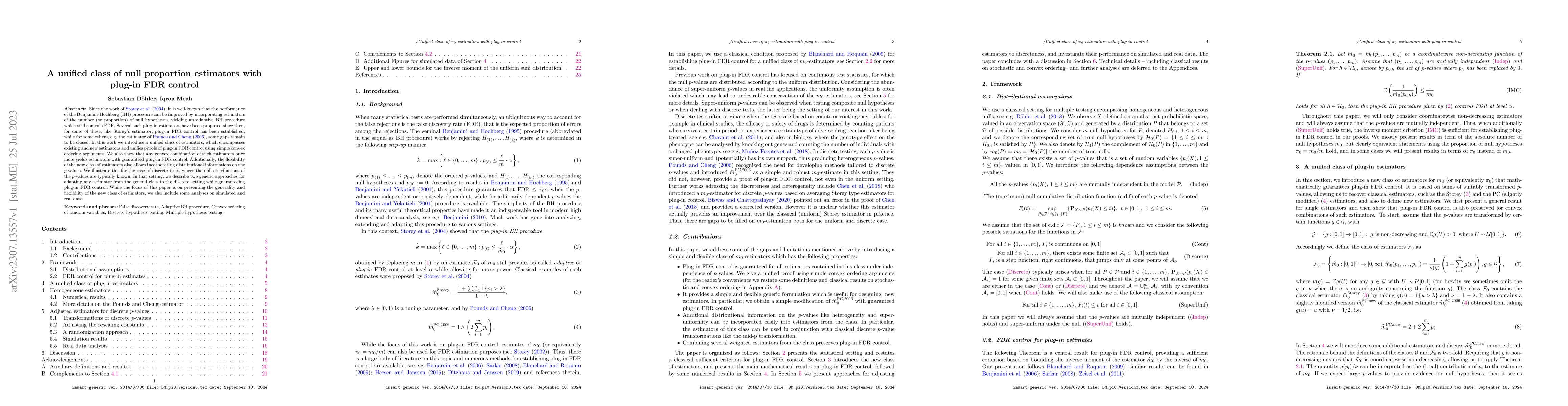 Thumbnail for A unified class of null proportion estimators with plug-in FDR control