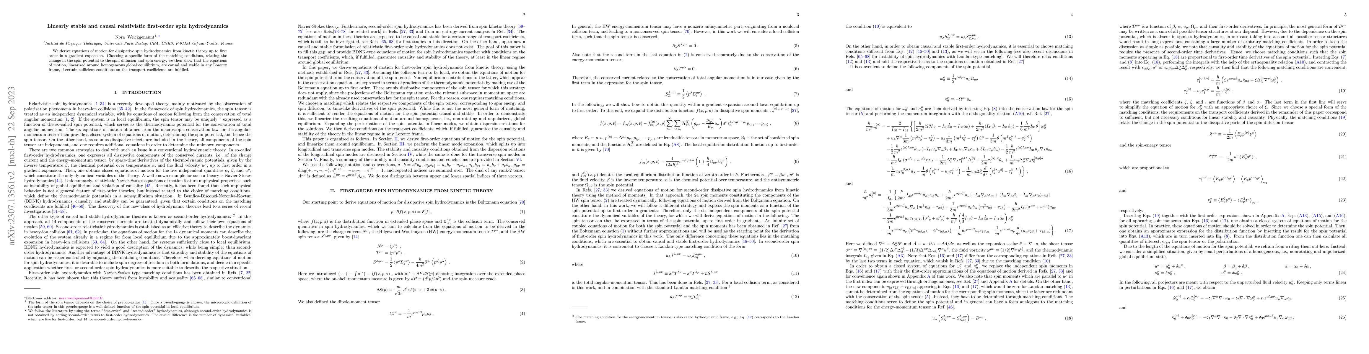 Thumbnail for Linearly stable and causal relativistic first-order spin hydrodynamics