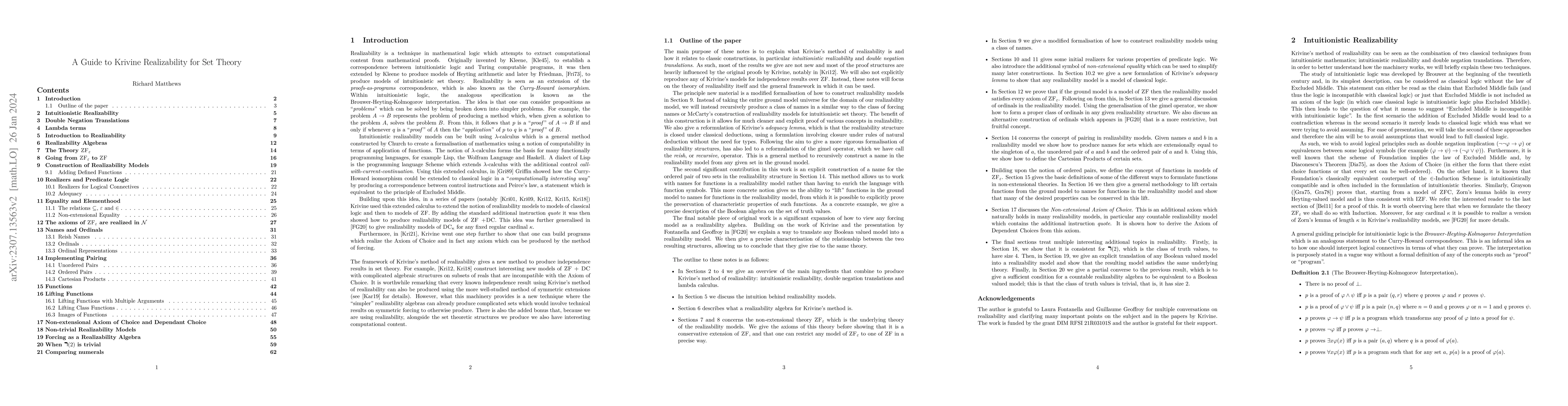 Thumbnail for A Guide to Krivine Realizability for Set Theory