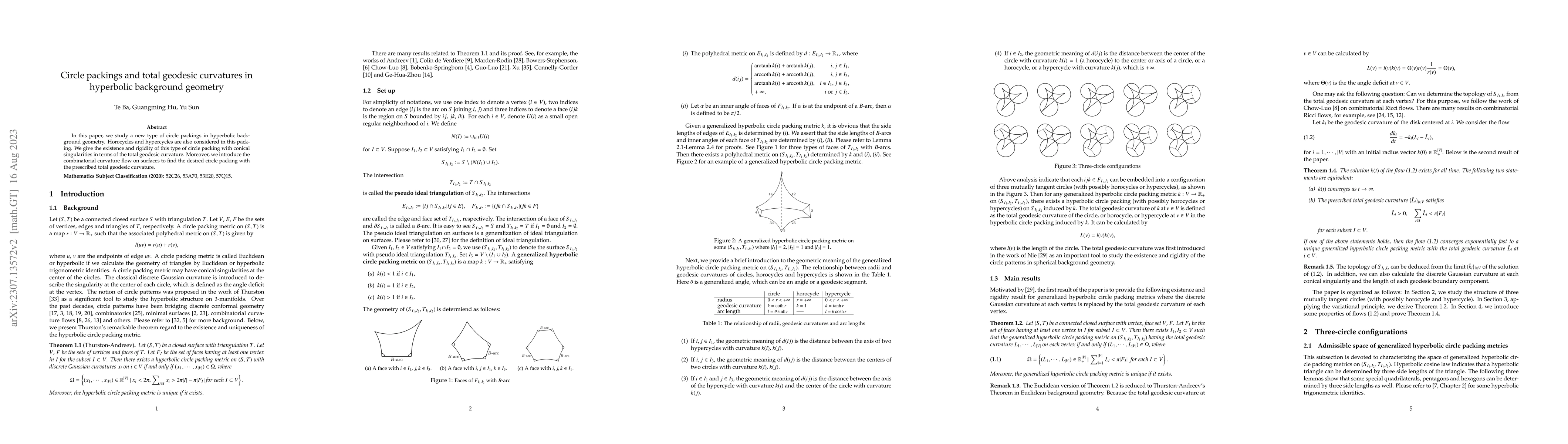 Thumbnail for Circle packings and total geodesic curvatures in hyperbolic background
  geometry