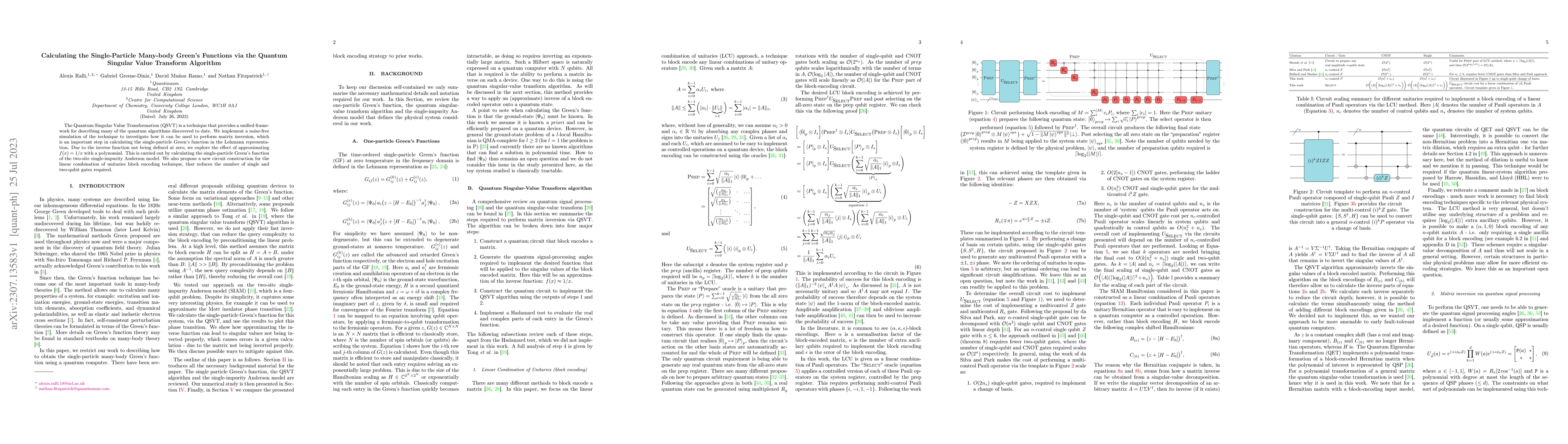 Thumbnail for Calculating the Single-Particle Many-body Green's Functions via the
  Quantum Singular Value Transform Algorithm
