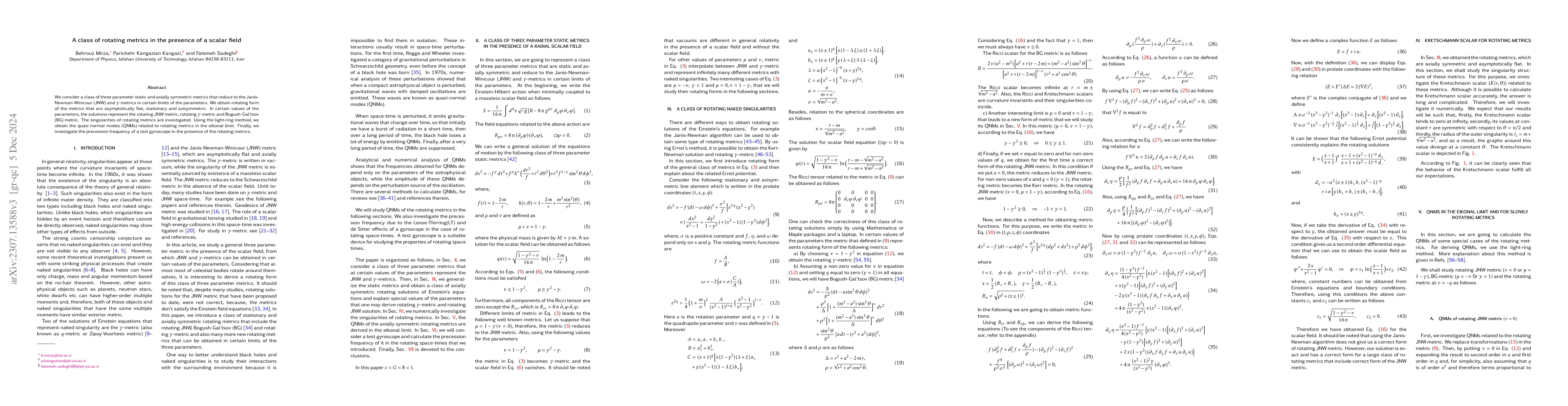 Thumbnail for A class of rotating metrics in the presence of a scalar field