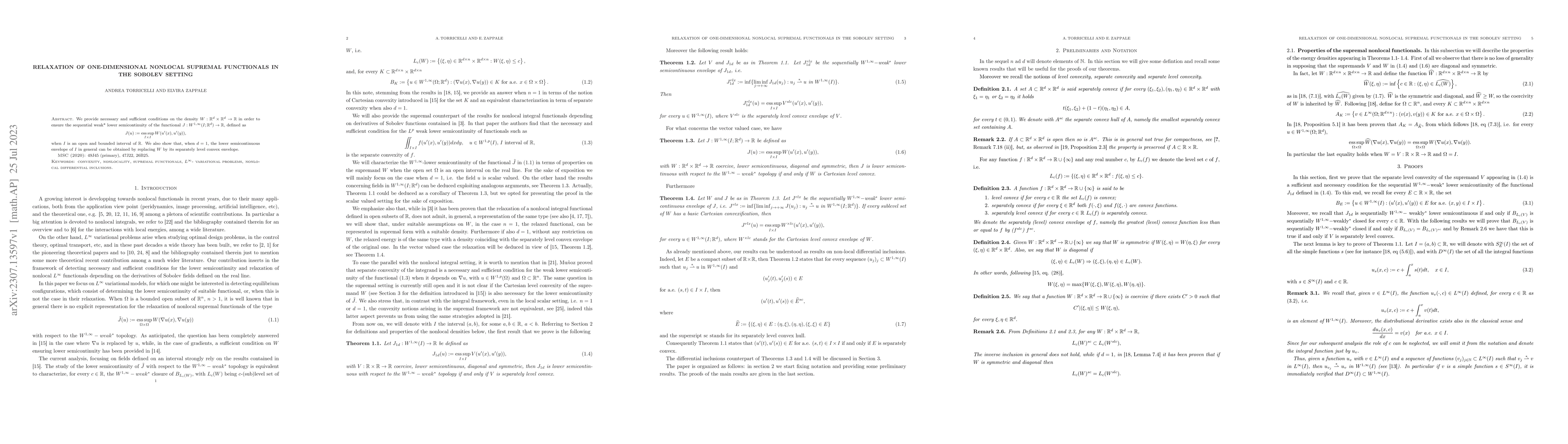 Thumbnail for Relaxation of one-dimensional nonlocal supremal functionals in the
  Sobolev setting
