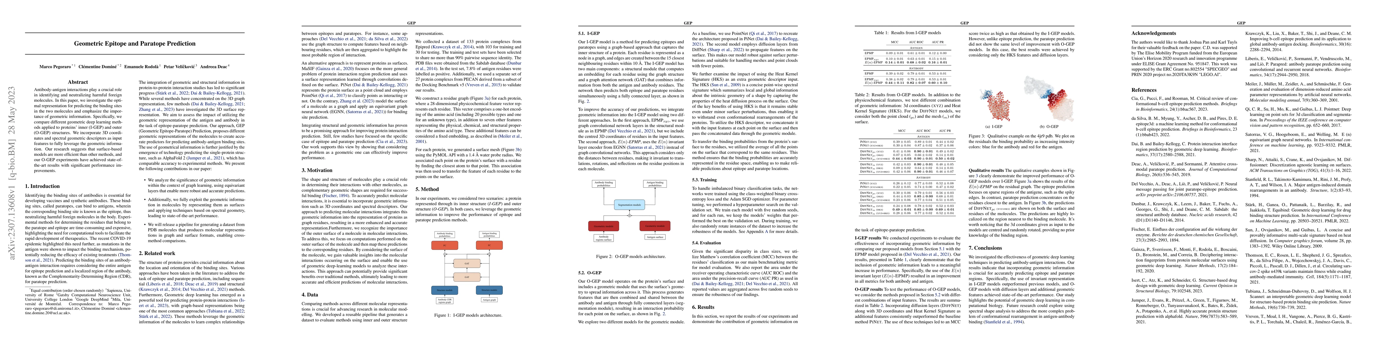 Thumbnail for Geometric Epitope and Paratope Prediction