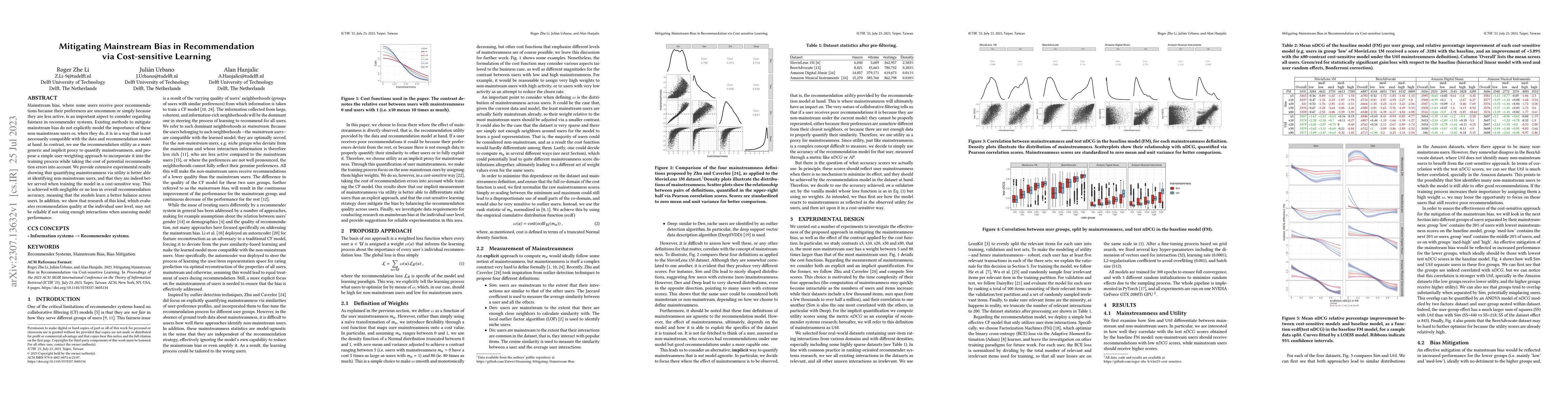 Thumbnail for Mitigating Mainstream Bias in Recommendation via Cost-sensitive Learning