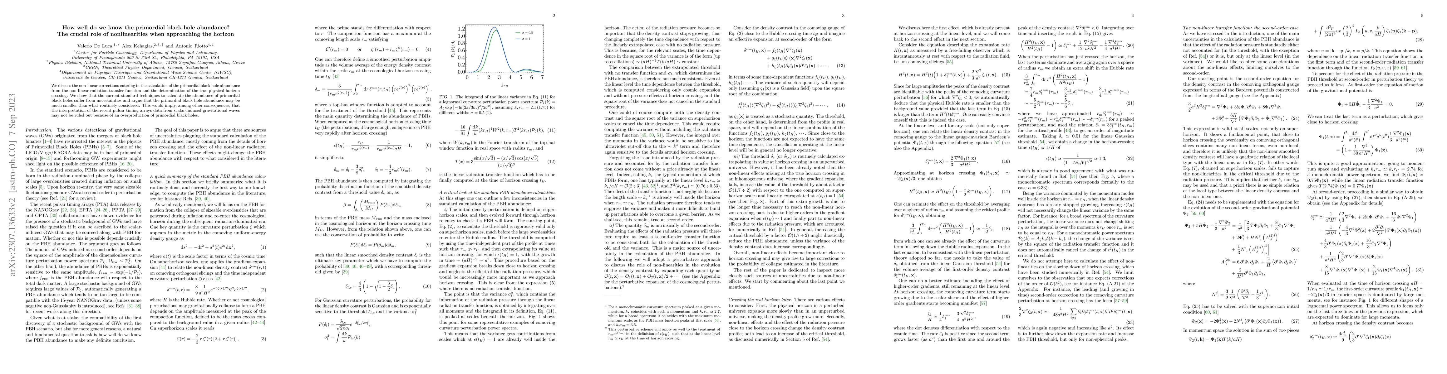 Thumbnail for How well do we know the primordial black hole abundance? The crucial
  role of nonlinearities when approaching the horizon