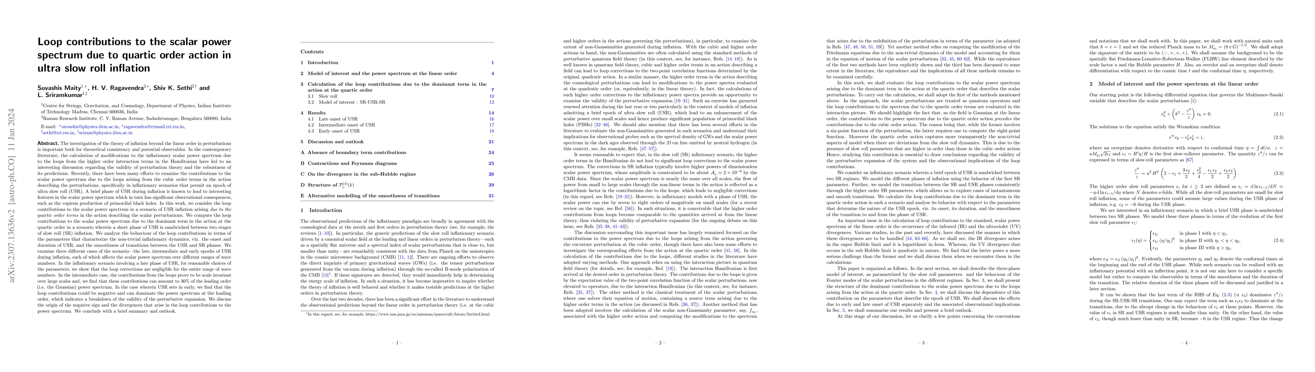Thumbnail for Loop contributions to the scalar power spectrum due to quartic order
  action in ultra slow roll inflation