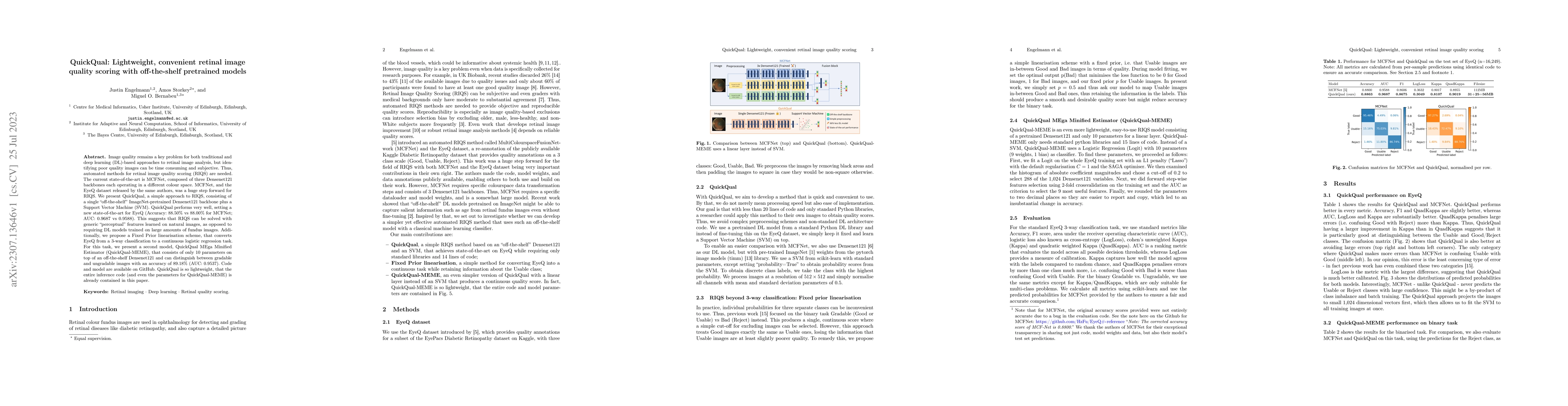 Thumbnail for QuickQual: Lightweight, convenient retinal image quality scoring with
  off-the-shelf pretrained models