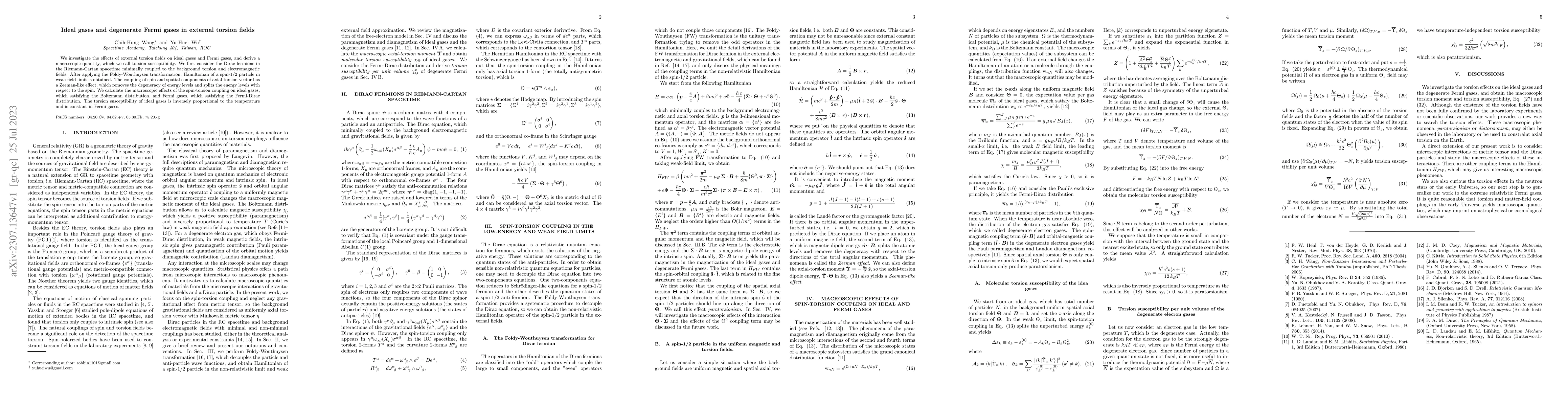 Thumbnail for Ideal gases and degenerate Fermi gases in external torsion fields