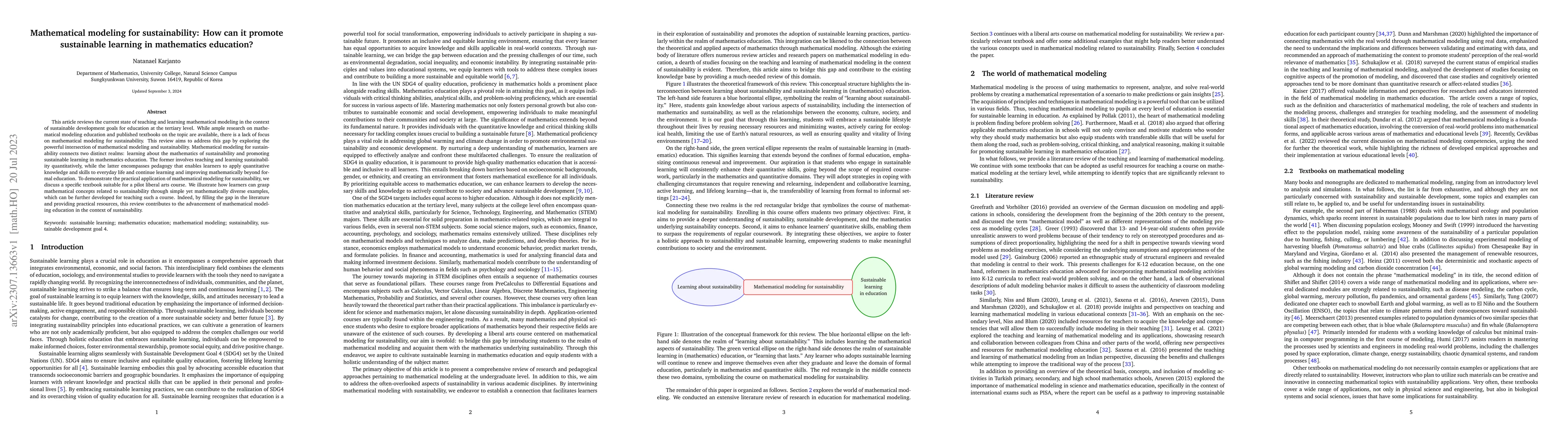 Thumbnail for Mathematical modeling for sustainability: How can it promote sustainable
  learning in mathematics education?