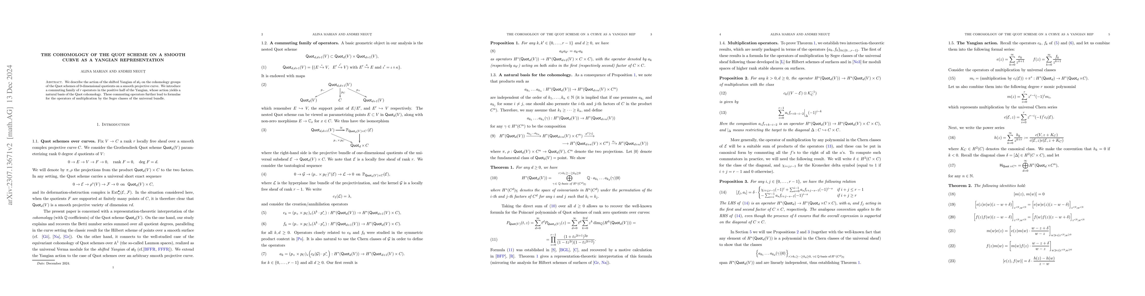 Thumbnail for The cohomology of the Quot scheme on a smooth curve as a Yangian
  representation