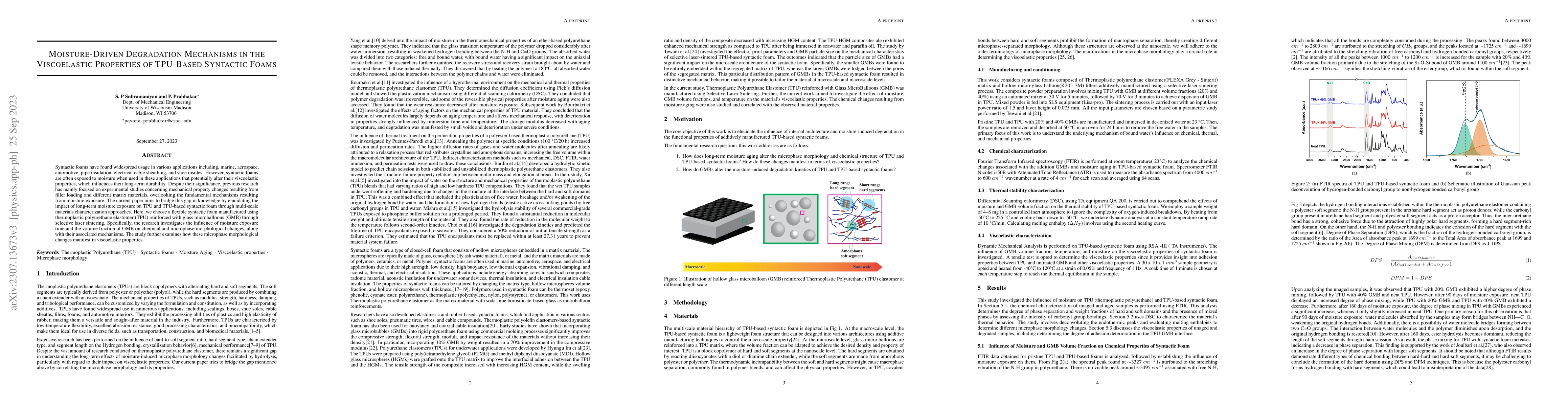 Thumbnail for Moisture-Driven Degradation Mechanisms in the Viscoelastic Properties of
  TPU-Based Syntactic Foams