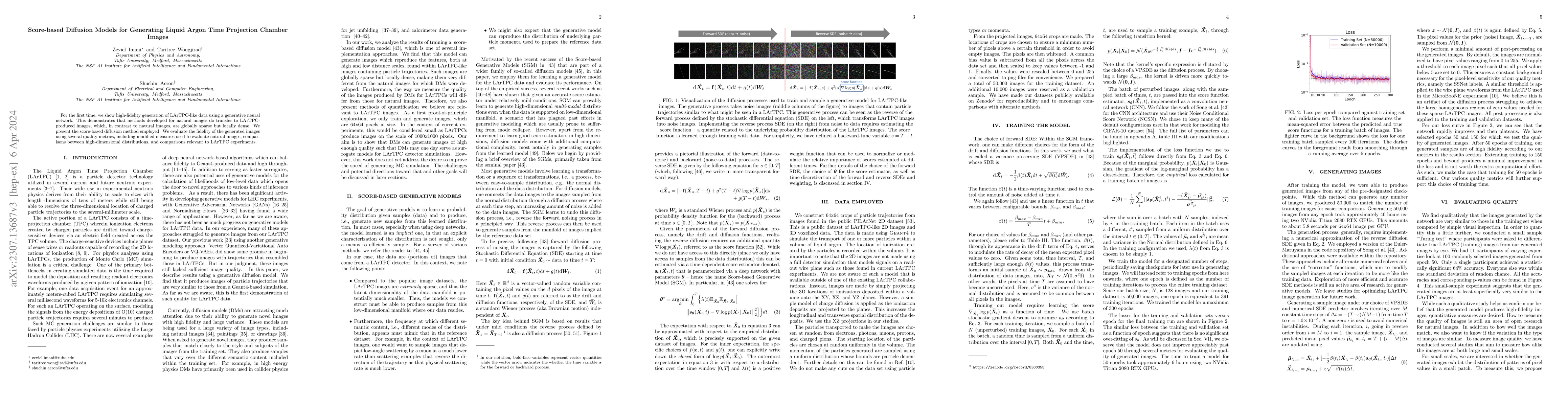 Thumbnail for Score-based Diffusion Models for Generating Liquid Argon Time Projection
  Chamber Images