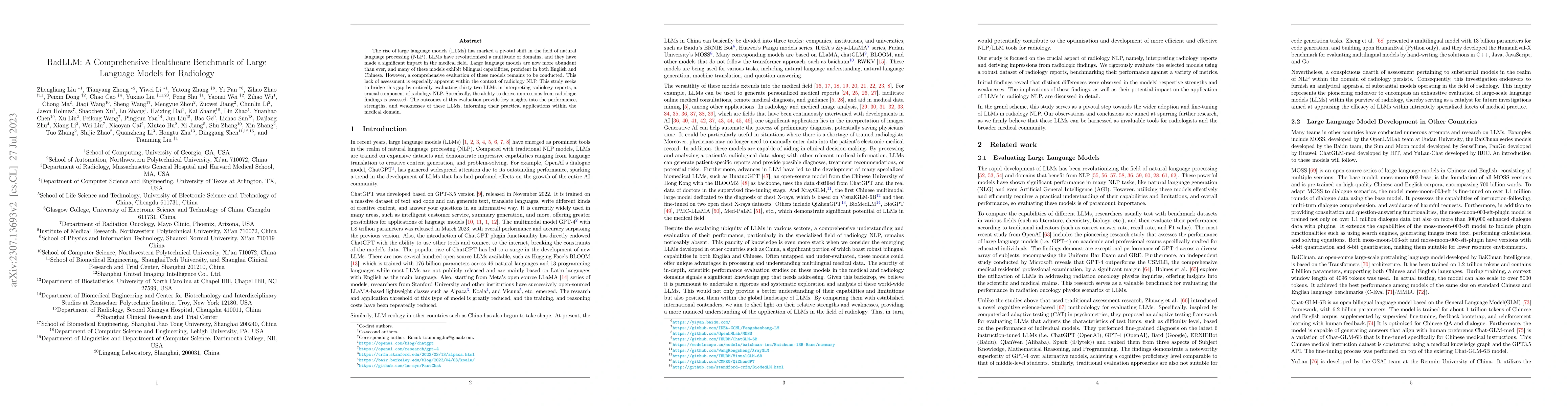 Thumbnail for Evaluating Large Language Models for Radiology Natural Language
  Processing