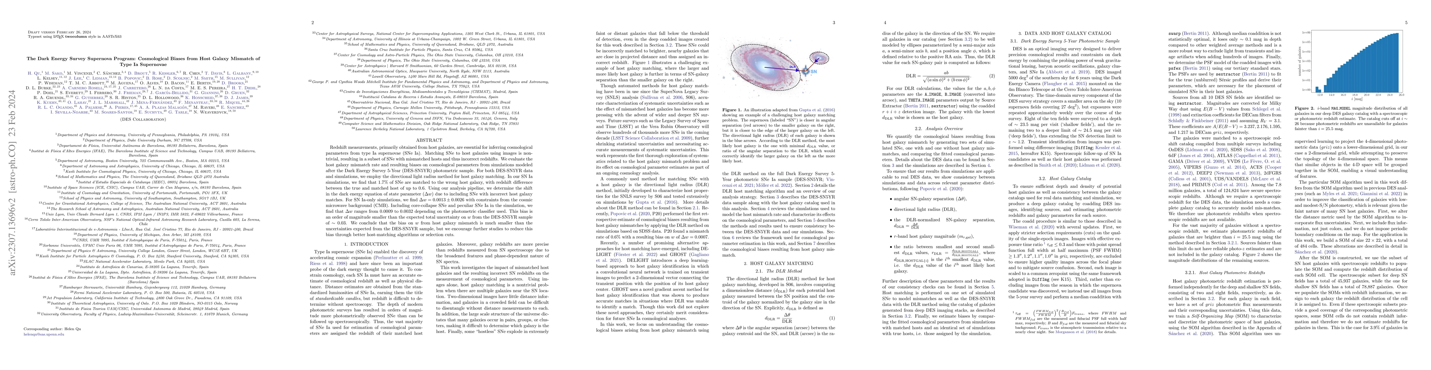Thumbnail for The Dark Energy Survey Supernova Program: Cosmological Biases from Host
  Galaxy Mismatch of Type Ia Supernovae